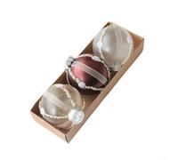 Lot de 3 boules de Noël en plastique mat de 8 cm avec paillettes roses et citrouille dorée pour sapin et décorations de fête avec influence européenne (A)