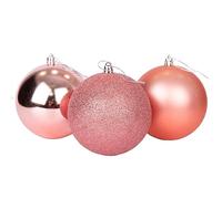Lot de 3 Boules de Noël incassables en Or Rose - 10 cm - Décorations de Noël à Suspendre - Brillantes, Mates, pailletées