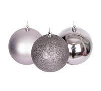 Lot de 3 Boules de Noël incassables pour Sapin de Noël - 10 cm - Décorations de Noël à Suspendre - Brillantes, Mates, pailletées