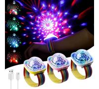 Lot de 3 boules disco - Mini boule disco pour enfants - Mini lampe LED - Lumière disco pour fête d'enfant, danse de voiture, club DJ (rose/blanc/bleu)