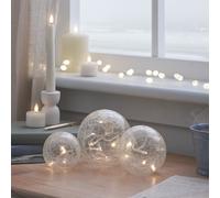 Lot de 3 Boules Lumineuses en Verre Craquelé à Piles