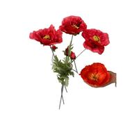 Lot de 3 bouquets de fleurs artificielles de coquelicots rouges de 71,1 cm de haut, fleurs d'anémone tropicales pour décoration intérieure et extérieure, centre de table, grande tête de fleur de 10,2