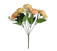Lot de 3 Bouquets de Roses artificielles à 5 têtes de bourgeons de thé, Style Flocon de Neige, décoration de Jardin for la Maison et Le Mariage(Orange)