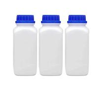 Lot de 3 Bouteille à large col de 1000 ml avec bouchon à vis résistant aux produits chimiques ; qualité de laboratoire ; approbation pour les marchandises dangereuses (3x22433)