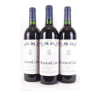 lot de 3 bouteilles bordeaux mouton cadet baron philippe de rothschild rouge 2001 - bordeaux