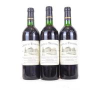 lot de 3 bouteilles côtes de castillon château terrasson rouge 1986 - bordeaux