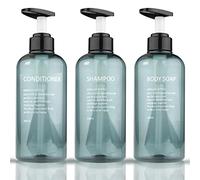 Lot de 3 bouteilles de shampoing à remplir,Distributeur de savon,En plastique,Bleu,500 ml,Lot de 3,Distributeur de pompe,Lotion,Distributeur de gel douche,Distributeur vide pour salle de bain
