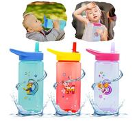 Lot de 3 bouteilles d'eau Paw Patrol pour enfants avec paille amovible, 420 ml sans BPA, 16 cm, pour l'école et le pique-nique, garçons à partir de 6 mois