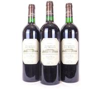 lot de 3 bouteilles saint-émilion château du barry grand cru rouge 2000 - bordeaux