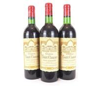 lot de 3 bouteilles saint-émilion château pontet-clauzure grand cru rouge 1966 - bordeaux