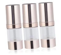 Lot de 3 bouteilles sous vide for émulsion, produits de soins de la peau, essence, eau, bouteille sous-emballée en plastique doré, 10 ml.