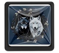Lot de 3 boutons carrés noirs en forme de loups blancs et noirs, poignées de tiroir à trou unique pour tiroir, placard, commode, porte d'armoire
