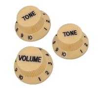 Lot de 3 boutons de contrôle de guitare en plastique, 1 bouton de volume et 2 boutons de tonalité pour guitares électriques Stratocaster/Squier ST, pièces de rechange (noir/jaune/blanc)