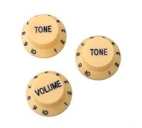 Lot de 3 boutons de contrôle de guitare en plastique style Strat : 1 bouton de volume + 2 boutons de tonalité pour Fender ST, SQ et guitares électriques compatibles (E)