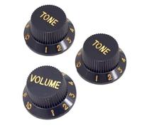 Lot de 3 boutons de contrôle en plastique pour guitare électrique, 1 volume et 2 tonalités pour guitare électrique Stratocaster, pièces de rechange pour guitares de style ST SQ, noir