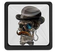 Lot de 3 boutons de tiroir carrés pour cuisine, commode, porte, placard, Gentleman Skull With Black Hat, 37x25x17mm/1.45x0.98x0.66in