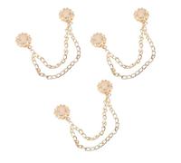 Lot de 3 boutons en métal avec aimants en forme de fleurs avec chaîne, pantalons, pinces à vêtements avec chaîne, fleurs, boucles