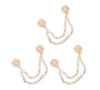 Lot de 3 boutons en métal avec aimants en forme de fleurs avec chaîne, pantalons, pinces à vêtements avec chaîne, fleurs, boucles