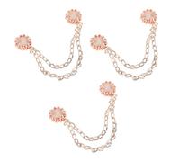 Lot de 3 boutons en métal avec aimants en forme de fleurs avec chaîne, pantalons, pinces à vêtements avec chaîne, fleurs, boucles
