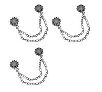 Lot de 3 boutons en métal avec aimants en forme de fleurs avec chaîne, pantalons, pinces à vêtements avec chaîne, fleurs, boucles