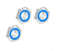 Lot de 3 boutons poussoirs LED robustes et étanches, conçus pour offrir une performance fiable dans diverses applications électriques (bleu)