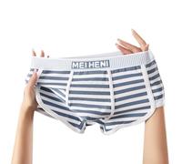 Lot de 3 boxers à rayures en coton pour homme avec poche convexe en forme de U, respirant, doux, soutien bombé, pour homme (3XL, gris)