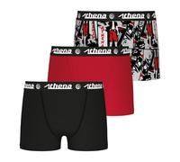 Lot de 3 boxers garçon ecopack trio pop athena rouge-print-noir 10A
