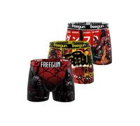 FREEGUN Boxer Enfant Manga, Caleçon Garçon Ultra-Doux et Confortable (Lot de 3), Rouge Taille 8 ans/10 Ans