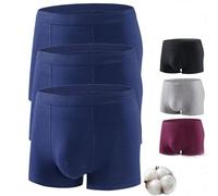 Lot de 3 boxers ultra absorbants, anti-fuites, lavables et réutilisables, fuites urinaires à flux abondant, bleu, 3XL