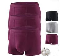 Lot de 3 boxers ultra absorbants, anti-fuites, lavables et réutilisables, fuites urinaires à flux abondant, bordeaux, XXL