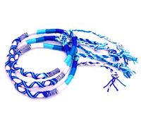 Lot de 3 Bracelet brésilien Amitié Coton Friendship Coton Macramé Porte Bonheur Homme Femme Fille garçon Bleu Blanc