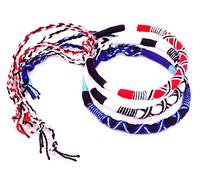 Lot de 3 Bracelet brésilien Amitié Coton Friendship Coton Macramé Porte Bonheur Homme Femme Fille garçon Bleu Blanc Rouge Noir