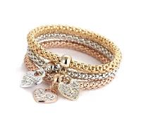 Lot de 3 Bracelet Femme Bijoux Bracelet Doré Fait à la main pour Femmes et fille Bracelets Cadeau pour l'Anniversaire de Noël Saint Valentin