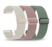 Lot de 3 Bracelet pour Garmin Venu 2S/Venu 3S/Vivomove 3S/Vivoactive 4S Femme, 18mm Bracelets de Remplacement en Nylon pour Garmin Montre 18 mm (Vert olive + ciel étoilé + rose, 18mm)