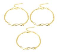 Lot de 3 bracelets à breloques en forme de cœur - Réglable - Collection de bijoux infini - Bracelet d'amitié - Cadeau d'anniversaire, Siehe Beschreibung, Voir description, Voir description