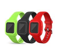 Lot de 3 Bracelets Chofit compatibles avec Garmin Vivofit Jr.3 - Bracelet Rechange réglable Silicone Souple pour Enfants à partir de 4 Ans pour Tracker d'activité Vivofit Jr.3 (Noir, Rouge et Vert)