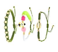 Lot de 3 bracelets de perles ethniques élégants avec nez de cochon et breloques en argile fruitée pour femme à la mode, taille unique, Comme décrit