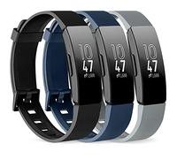 Lot de 3 bracelets de rechange en silicone pour Fitbit Inspire HR & Fitbit Inspire & Ace 2 pour femme et homme Taille S L (taille L : pour poignets de 18 à 23,1 cm, noir+bleu marine+gris)