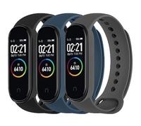 Lot de 3 bracelets de rechange en silicone souple pour Xiaomi Mi Band 4 et Mi Band 3 (noir + bleu abyss + gris foncé)