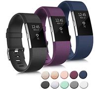 Lot de 3 bracelets de sport compatibles avec Fitbit Charge 2 pour homme et femme, bracelet de rechange réglable pour Fitbit Charge 2 HR - Taille S et L, Small
