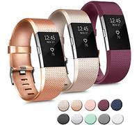 Lot de 3 bracelets de sport compatibles avec Fitbit Charge 2 pour homme et femme - Bracelets de rechange réglables pour Fitbit Charge 2 HR - Taille S et L, L