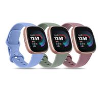 Lot de 3 bracelets de sport compatibles avec Fitbit Sense 2/Versa 4, bracelets souples et classiques pour montre intelligente Fitbit Sense/Versa 3 (taille S, lavande/vert avocat/violet fumé)