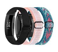 Lot de 3 Bracelets Élastiques en Nylon Compatibles avec Fitbit Inspire 2/HR/Ace 2 - Bracelets de Rechange Doux et Réglables pour Traqueur d'Activité - Homme et Femme