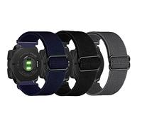 Lot de 3 bracelets en nylon extensible compatibles avec Garmin Instinct/Instinct 2 Solar - 22 mm - Bracelet de sport respirant pour Garmin Instinct Tactical/Solar/Tide/Esports (noir/gris/bleu)