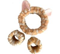 Lot de 3 bracelets en peluche pour se laver le visage - Bandeaux de poignet en peluche - Serviette de lavage en tissu éponge