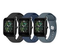 Lot de 3 bracelets en silicone pour Amazfit Bip 3 Pro/Bip 3/Bip U Pro/Bip U/Bip S/Bip Lite/Bip S Lite/Amazfit GTR 42 mm, 20 mm, bracelet de rechange doux à dégagement rapide avec boucle simple, bracelet de sport pour homme et femme