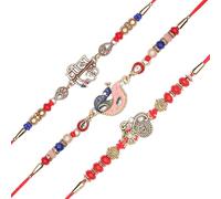 Lot de 3 bracelets Rakhi pour frère avec fil pour Bhai Bhabhi Bhaiya Veera Raksha Bandhan Dora Ensemble de bracelets avec carte cadeau Rakhi pour frère, sœur, festival indien traditionnel Raksha