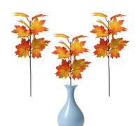 Lot de 3 branches d'automne pour vases - Feuilles d'érable rouges | Feuilles artificielles pour la récolte d'Halloween, la maison, la table, l'entrée, la fenêtre, la cour, le jardin