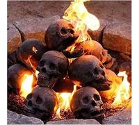 Lot de 3 braseros en céramique ignifugés en forme de crâne humain pour feu de camp, feu de camp, feux de bois, gaz propane, décoration effrayante d'Halloween (3 pièces)