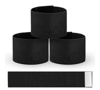 Lot de 3 brassards de capitaine - 7 x 38 cm - Noir - Élastique réglable - Brassard de chef d'équipe de sport - Brassard de football - Brassard commémoratif pour deuil funéraire pour équipe de